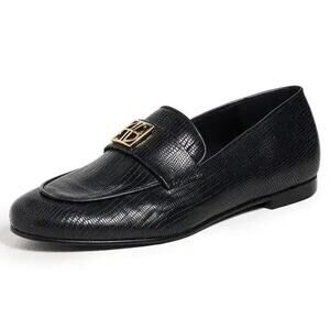 Anine Bing Corrine Monogram Lizard-Embossed Cowhide Loafers Black Women's EU 38